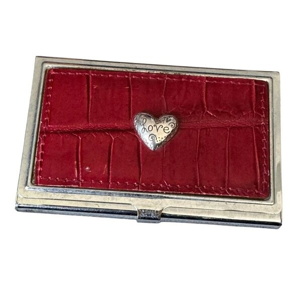 Brighton Vintage Red croc business card holder heart love - Picture 2 of 9